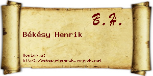 Békésy Henrik névjegykártya
